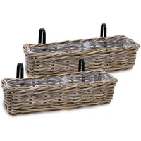 Rattan Balkonkasten natur 60 x 20 cm - 2er Set - Weide Pflanzkorb mit Halterung - Balkon Garten Blumenkasten Pflanztopf Blumenkorb zum Einhängen an Rattan Balkonkasten natur 60 x 20 cm - 2er Set - Weide Pflanzkorb mit Halterung - Balkon Garten Blumenkasten Pflanztopf Blumenkorb zum Einhängen an von SPETEBO