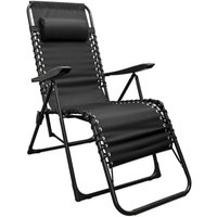 Relax Sessel mit Kopfkissen schwarz - 175 x 101 cm - Verstellbarer Garten Liegestuhl von SPETEBO
