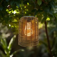 Solar Hängeleuchte in Rattan Optik natur mit led Glühbirne - 20 cm - Gartenlaterne warmweiß beleuchtet zum Hängen und Stellen Solar Hängeleuchte in Rattan Optik natur mit led Glühbirne - 20 cm - Gartenlaterne warmweiß beleuchtet zum Hängen und Stellen von SPETEBO
