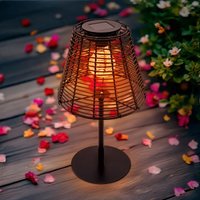 Spetebo - Solar Tischleuchte in Rattan Optik schwarz mit led Glühbirne - 33 x 20 cm - Gartenlampe warm weiß beleuchtet von SPETEBO