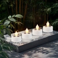 Spetebo - Solar led Teelicht 5cm mit Flammen Effekt warm weiß - 4er Set - Künstliche Kerze für Außen mit Flackereffekt Spetebo - Solar led Teelicht 5cm mit Flammen Effekt warm weiß - 4er Set - Künstliche Kerze für Außen mit Flackereffekt von SPETEBO
