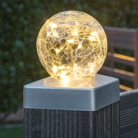 Led Solar Zaun Kugel aus Crackle Glas - Zaunpfeiler Beleuchtung Garten Deko Lampen Solarlampe Solarleuchte gebrochenes Glas von SPETEBO