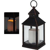 Metall Laterne mit led Kerze - 23 cm - Tisch Fenster Deko mit Timer Batterie betrieben von SPETEBO