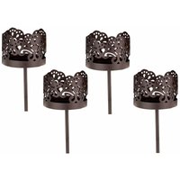 Kerzenpick für Teelicht 4er Set - dunkel braun - Teelicht Halter für Adventskranz von SPETEBO