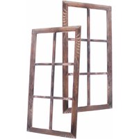 Deko Fensterrahmen natur geflammt - 2er Set - Holz Wand Rahmen zum Dekorieren von SPETEBO