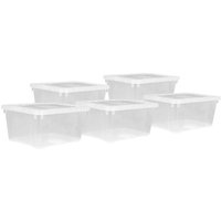 Kunststoff Aufbewahrungsbox transparent - 4,5 L / 5er Set - Universal Klasicht Box mit Deckel 37 x 26 cm - Multibox Lagerbox Sammelbox Organizer Box von SPETEBO