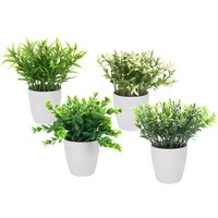 Spetebo - Deko Kunstpflanze im Topf - 4er Set - Künstliche Grünpflanzen mit Blumentopf von SPETEBO