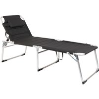 Spetebo - xxl Aluminium Gartenliege 200 x 70 cm - schwarz - Relax Sonnenliege mit Kopfkissen von SPETEBO