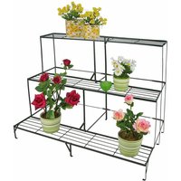 Metall Blumenregal schwarz 100 x 75 cm - eckig - Pflanzenständer mit 3 Etagen - Blumen Pflanzen Hocker Ständer Treppe Regal von SPETEBO