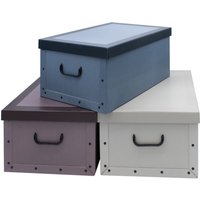3er Set Aufbewahrungsbox mit Deckel 51 x 37 cm - Creme, Blau, Bordeaux - Stapelbox aus Pappe mit Griffen 45 Liter - Organizer Storage Box Allzweck von SPETEBO