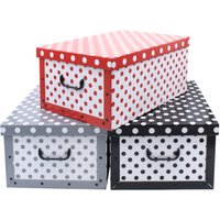 Spetebo - 3er Set Aufbewahrungsbox mit Deckel 51 x 37 cm - Gepunktet - Stapelbox aus Pappe mit Griffen 45 Liter - Organizer Storage Box Allzweck von SPETEBO