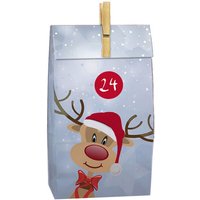 Adventskalender mit 24 Papiertüten zum selber Befüllen - diy Weihnachts Kalender mit Rentier Motiv von SPETEBO