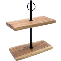 Akazie Massivholz Etagere natur - 42 x 35 cm - Holz Serviertablett mit 2 Etagen - Etagenständer Servierplatte Buffetständer Servierständer von SPETEBO