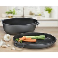 Spetebo - Aluguss Bräter mit Anthihaft Beschichtung und Grillpfanne - ca. 8 Liter - Schmortopf Kochtopf Bratentopf Grill Topf Cocotte Spetebo - Aluguss Bräter mit Anthihaft Beschichtung und Grillpfanne - ca. 8 Liter - Schmortopf Kochtopf Bratentopf Grill Topf Cocotte von SPETEBO