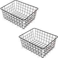 Spetebo - Aufbewahrungskorb aus Metall 28 x 22 cm schwarz - 2er Set - Regal Gitterkorb Schrank Organizer - Drahtkorb Metallkorb Korb für Regal von SPETEBO