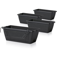 Spetebo - Balkon Blumenkasten mit Halterung und Bewässerungssystem - 4 Stück in 40 cm - Kunststoff Geländer Pflanztopf in anthrazit - Blumentopf von SPETEBO