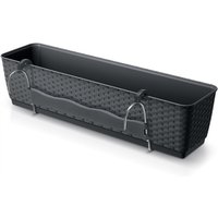 Balkon Blumenkasten mit Halterung und Bewässerungssystem - 50 x 15 cm - Kunststoff Geländer Pflanztopf in anthrazit - Pflanzkasten Blumentopf zum Balkon Blumenkasten mit Halterung und Bewässerungssystem - 50 x 15 cm - Kunststoff Geländer Pflanztopf in anthrazit - Pflanzkasten Blumentopf zum von SPETEBO
