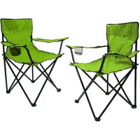 Camping Klappstuhl mit Getränkehalter 2er Set - lime grün - Campingstuhl klappbar mit Tragetasche - Stuhl faltbar für Festival Freizeit Garten Angler von SPETEBO