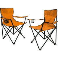Camping Klappstuhl mit Getränkehalter 2er Set - orange - Campingstuhl klappbar mit Tragetasche - Stuhl faltbar für Festival Freizeit Garten Angler von SPETEBO