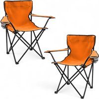 Spetebo - Camping Klappstuhl mit Getränkehalter 2er Set - orange - Campingstuhl klappbar mit Tragetasche - Stuhl faltbar für Festival Freizeit Garten von SPETEBO