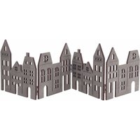 Spetebo - Deko Häuserzeile ca. 60 cm - grau gewischt / klappbar - Weihnachts Stadt Dorf von SPETEBO