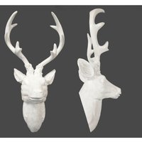 Deko Hirschgeweih weiß - 40 cm - Hirschkopf Wanddeko zum aufhängen - Jagd Hirsch Geweih Skulptur von SPETEBO