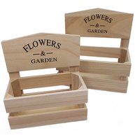 Deko Pflanzkasten - 2er Set - Holz Pflanzgefäß Blumen Kasten Kräutergarten Regal von SPETEBO
