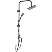 Duschgarnitur Regendusche und Handbrause eckig - schwarz - Badezimmer Armatur Set Überkopf Brause Duschset von SPETEBO