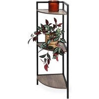 Eckregal schwarz mit 3 Ablagen aus Holz - 76 x 23 cm - Metall Standregal mit 3 Holzfächern von SPETEBO