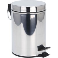 Spetebo - Edelstahl Tretmülleimer silber rund - 3 Liter - Metall Kosmetikeimer in zeitlosem Design - Mülleimer Treteimer Abfalleimer klein mit von SPETEBO