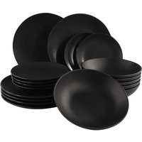 Feinkeramik Geschirr Service in schwarz matt - 18-teilig - Geschirr Set 6 Personen Kuchenteller Speiseteller Suppenteller - Tafelgeschirr Essgeschirr Feinkeramik Geschirr Service in schwarz matt - 18-teilig - Geschirr Set 6 Personen Kuchenteller Speiseteller Suppenteller - Tafelgeschirr Essgeschirr von SPETEBO
