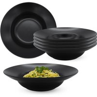 Spetebo - Feinkeramik Pastateller schwarz matt - 6er Set - Keramik Nudelteller tief ø 24 cm von SPETEBO
