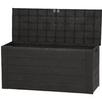 Spetebo - Garten KIssenbox für Auflagen in Holz Optik - ca. 120 x 58 x 48 cm - Kunststoff Auflagenbox mit Deckel 300 Liter anthrazit/braun - Garten von SPETEBO