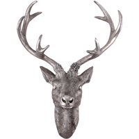 Spetebo - Hirschgeweih 10 Ender - Wand Deko in Silber Optik 61x50 cm - Hirschkopf Skulptur Jagd Geweih von SPETEBO