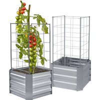 Spetebo - Hochbeet mit Rankhilfe aus Metall 92 x 47 cm - 2er Set - Pflanzen Beetumrandung für den Garten - Anzuchthilfe Tomatenkäfig Gerüst Spalier von SPETEBO