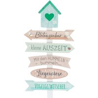 Spetebo - Holz Gartenschild h 76 cm - blütenzauber - Deko Wegweiser mit Erdspieß - Gartendeko Plankenschild Gartenstecker Richtungsanzeiger Gartenstab von SPETEBO