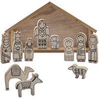 Spetebo Krippenstall und Figuren aus Holz Natur - 12 teilig - Weihnachtskrippe mit Stall und 11 Holzfiguren - Tischkrippe Weihnachtsdeko Krippe Jesu von SPETEBO