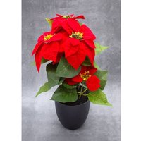 Künstlicher Weihnachtsstern im schwarzen Topf - 40 cm - Kunstblume Poinsettia in naturgetreuer Nachbildung von SPETEBO