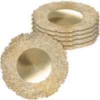 Spetebo - Kunststoff Teller gold 33cm - 6er Set - Deko Kerzen Tablett rund von SPETEBO