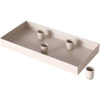 Magnet Kerzentablett beige für Stabkerzen - 30 x 15 cm - Metall Kerzenständer mit 4 magnetischen Haltern - Tafelkerzen Halter Kerzen Tablett Advents von SPETEBO