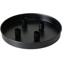 Spetebo - Magnet Kerzentablett für Stabkerzen 25 cm rund - schwarz - Metall Kerzenständer mit 4 magnetischen Haltern - Deko Tablett Festtags Advents von SPETEBO