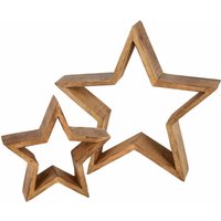 Mango Holz Stern 2er Set - 30 / 20 cm - Weihnachtstern Tisch Deko Mango Holz Stern 2er Set - 30 / 20 cm - Weihnachtstern Tisch Deko von SPETEBO