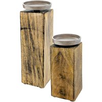 Spetebo - Mango Kerzenhalter mit Alu Kerzenteller 2er Set - 20 / 25 cm - Holz Kerzenständer für Stumpen- und Kugel-Kerzen Spetebo - Mango Kerzenhalter mit Alu Kerzenteller 2er Set - 20 / 25 cm - Holz Kerzenständer für Stumpen- und Kugel-Kerzen von SPETEBO