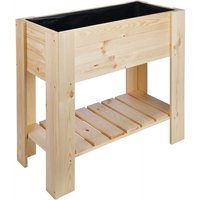 Spetebo - Massivholz Hochbeet - Holz Pflanzkasten mit Ablage - Garten Pflanzbeet Gemüse Beet Kräuterbeet von SPETEBO