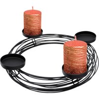 Metall Adventskranz schwarz für Stumpenkerzen - ø 36 cm - Kerzenhalter im Gitter Design mit 4 Kerzentellern - Weihnachten Advent Winter Tisch Deko von SPETEBO