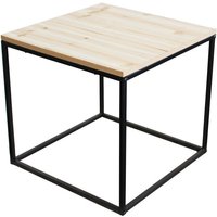 Spetebo - Metall Beistelltisch mit Holz Tischplatte - 39 x 39 cm - Quadratischer Couch Tisch oder Blumenhocker von SPETEBO