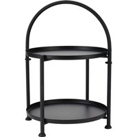 Spetebo - Metall Beistelltisch schwarz mit 2 Ablagen - 45 x 34 cm - Couchtisch mit dekorativem Rundbogen - Dekotisch Blumentisch Kaffeetisch Teetisch von SPETEBO