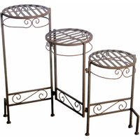 Metall Blumentreppe mit 3 Abstellflächen - 76x23x60 cm - aus Eisen in brauner Rost Optik Blumen Ständer Etagere Pflanzentopfhalter von SPETEBO