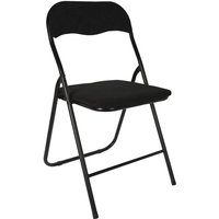 Metall Klappstuhl mit gepolsteter Rückenlehne in schwarz - Cord Bezug - Klappbarer Gästestuhl mit Polster - Küchenstuhl Beistellstul Stuhl klappbar von SPETEBO