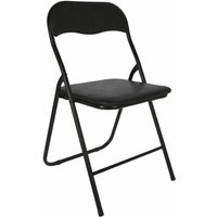 Spetebo - Metall Klappstuhl mit gepolsteter Rückenlehne in schwarz - Kunsttoff Bezug - Klappbarer Gästestuhl mit Polster - Küchenstuhl Beistellstul von SPETEBO
